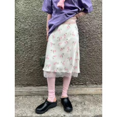 批发春夏新款清新碎花蕾丝边半身裙