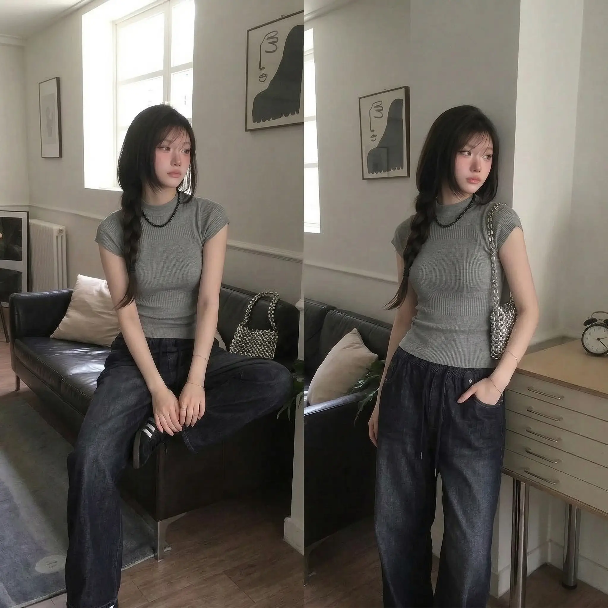 봄여름 베이직 니트 슬림 이너 상세 이미지 6