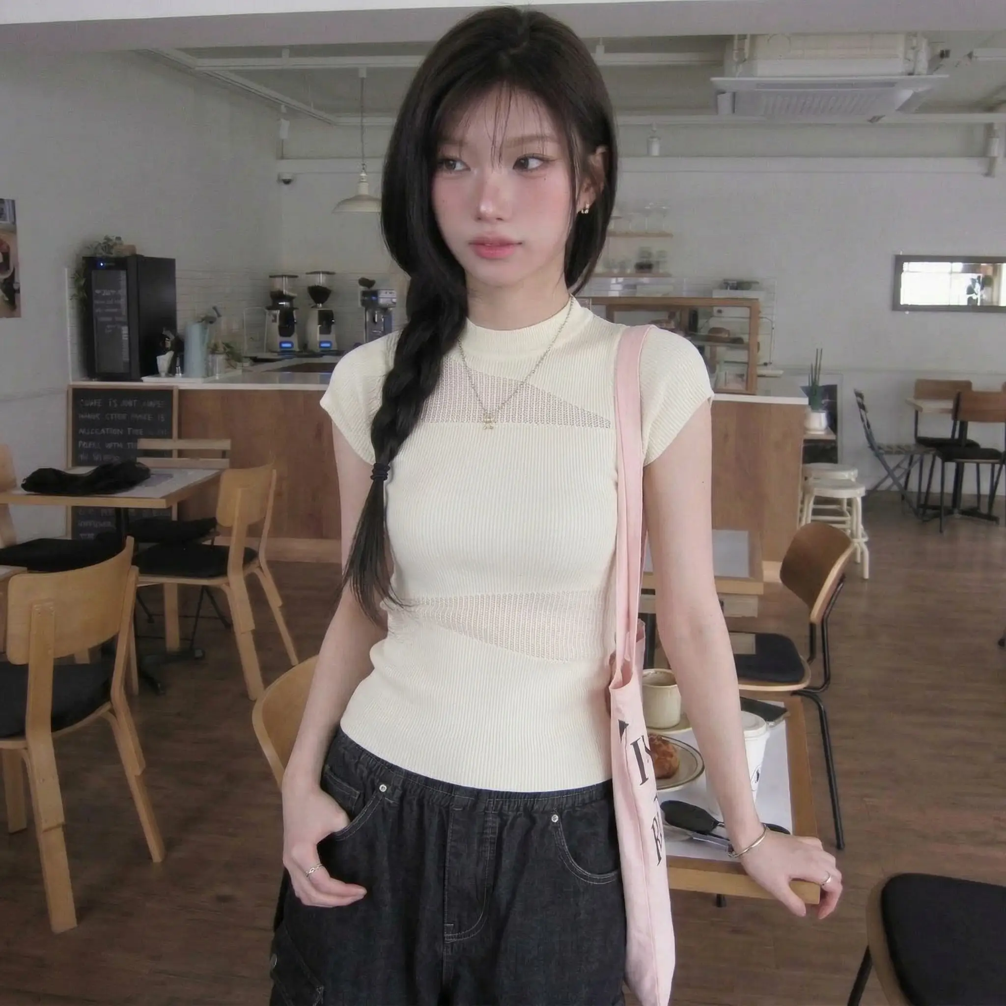 봄여름 베이직 니트 슬림 이너 상세 이미지 8
