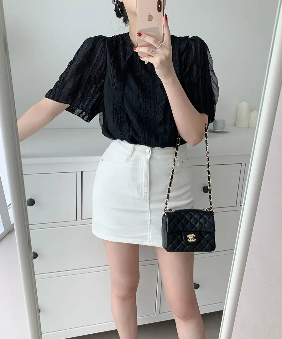 주름 디자인 러플 끈 장식 루즈 셔츠 상세 이미지 17
