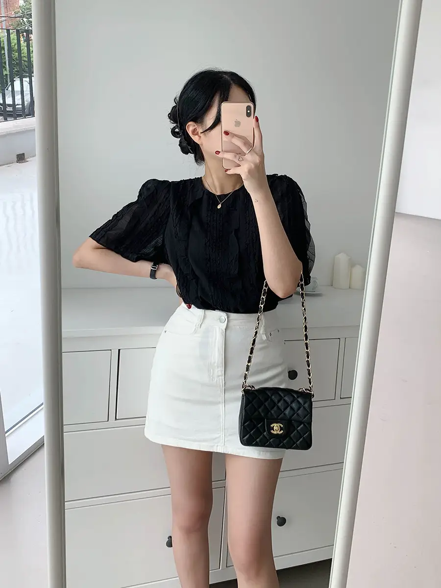 주름 디자인 러플 끈 장식 루즈 셔츠 상세 이미지 19