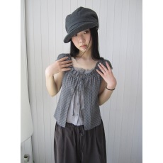 批发chic 复古假两件格纹蕾丝花边绑带<b class='q'>修身</b>短袖<b class='q'>T</b><b class='q'>恤</b>女