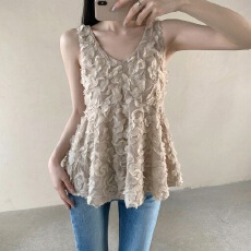 批发chic 立体花朵刺绣<b class='q'>蕾丝</b>温柔甜茶纯欲背心