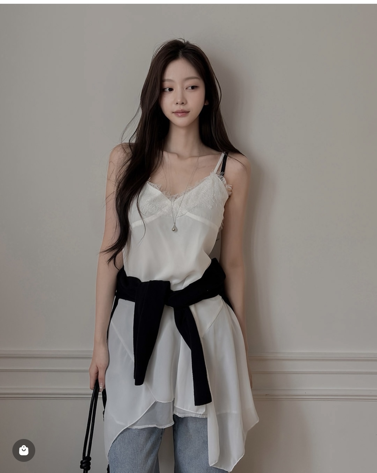 재고 있음 chic 레이스 캐미솔 불규칙 밑단 만나는 조끼 여성