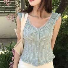 批发有货 花边复古夏季重工纯欲显瘦百搭无袖背心