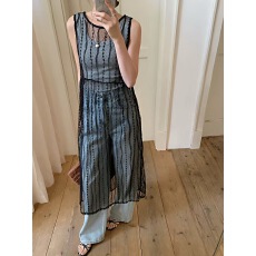 批发有货 chic 甜美叠穿绑带圆领无袖<b class='q'>连衣裙</b>