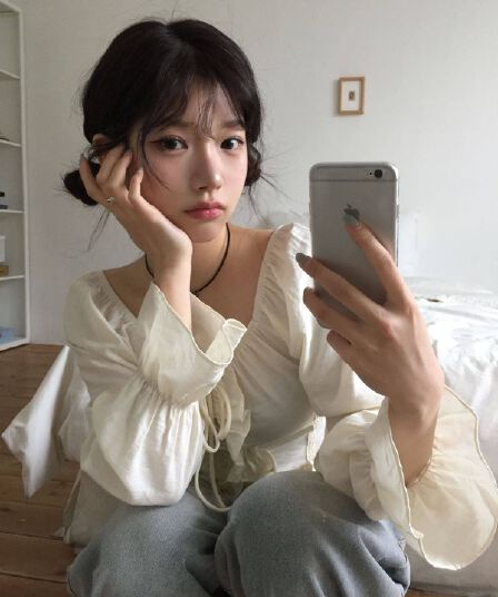chic 섹시함 둘 착용 칼라 달콤함 프릴 긴팔 셔츠