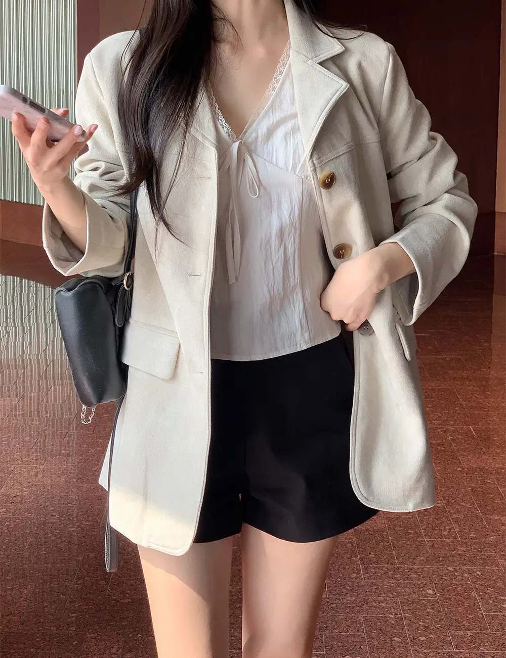 샤넬풍 V넥 레이스 니트 티셔츠 상세 이미지 8