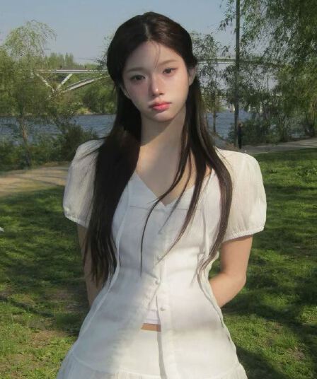 재고 있음 한지옌스 소녀 센스 레트로 자수 허리 레이스업 허리 수축 수 있습니다. 조정 반팔 셔츠