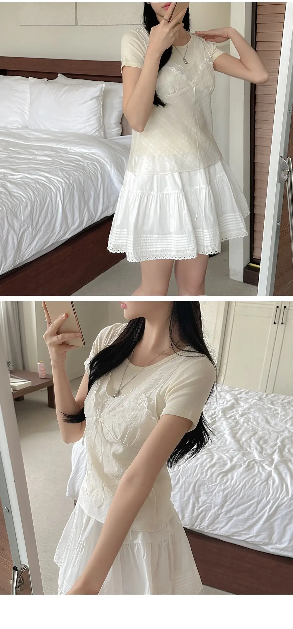 한국인기 리본 끈 V넥 민소매 가디건 상세 이미지 4