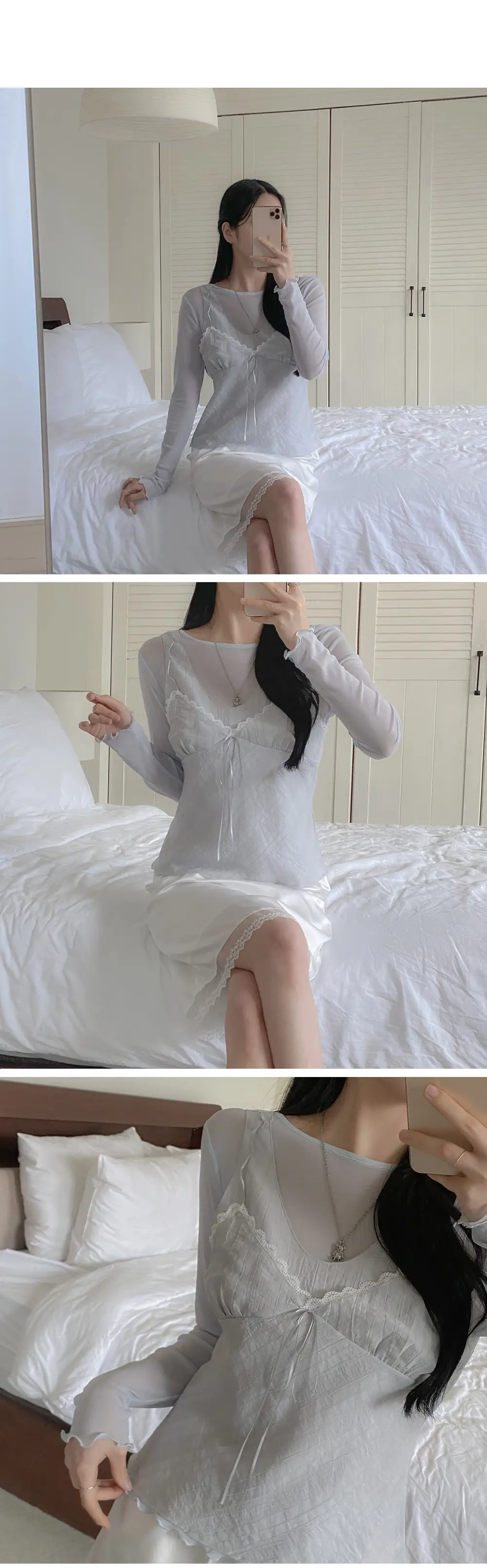 한국인기 리본 끈 V넥 민소매 가디건 상세 이미지 6