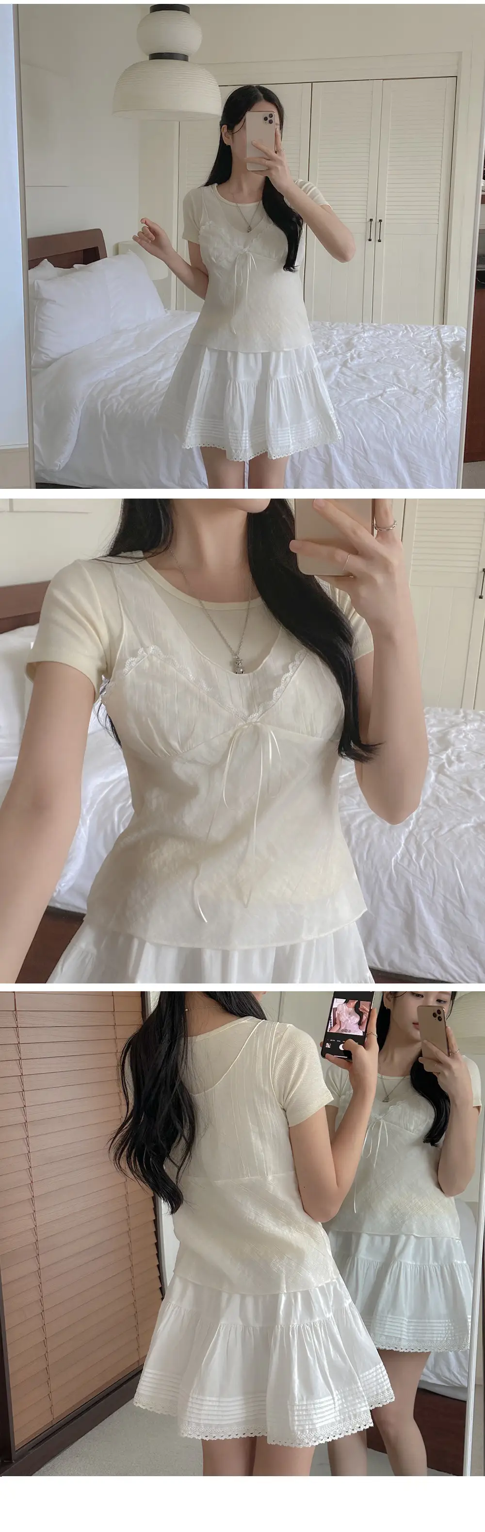 한국인기 리본 끈 V넥 민소매 가디건 상세 이미지 7