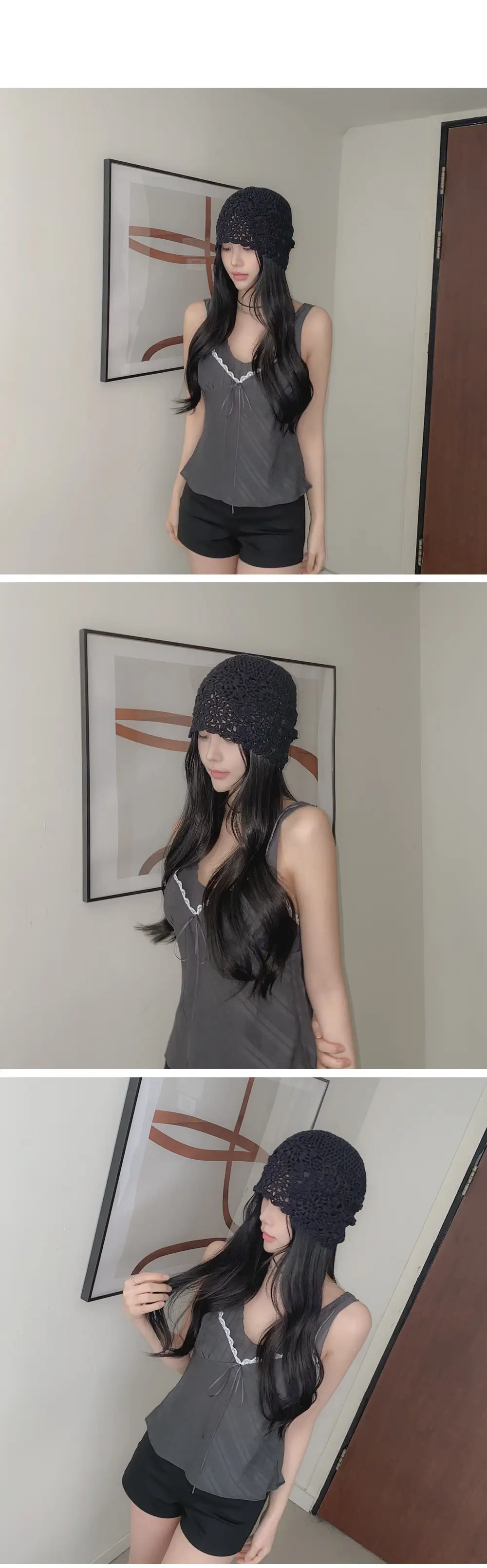 한국인기 리본 끈 V넥 민소매 가디건 상세 이미지 14