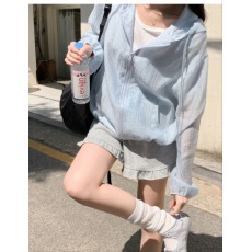 批发已出货chic  韩版波点连帽防晒衫女