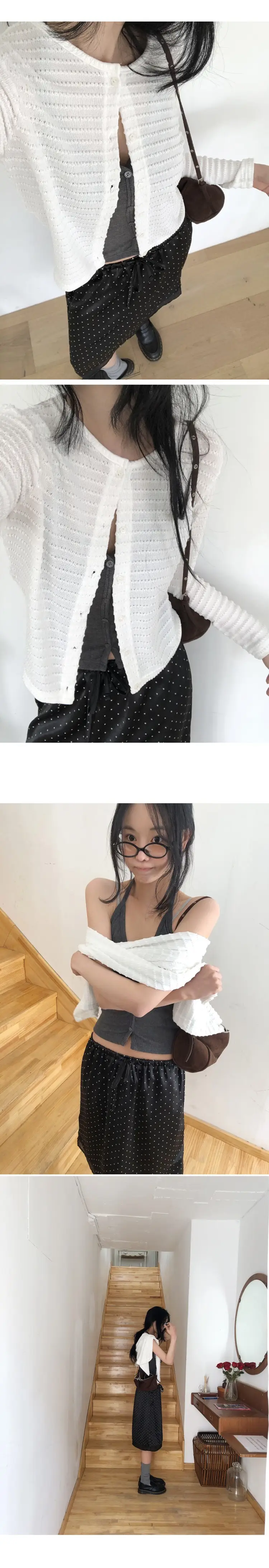 여름 밴딩 허리 도트 레이어 미디 스커트 상세 이미지 12
