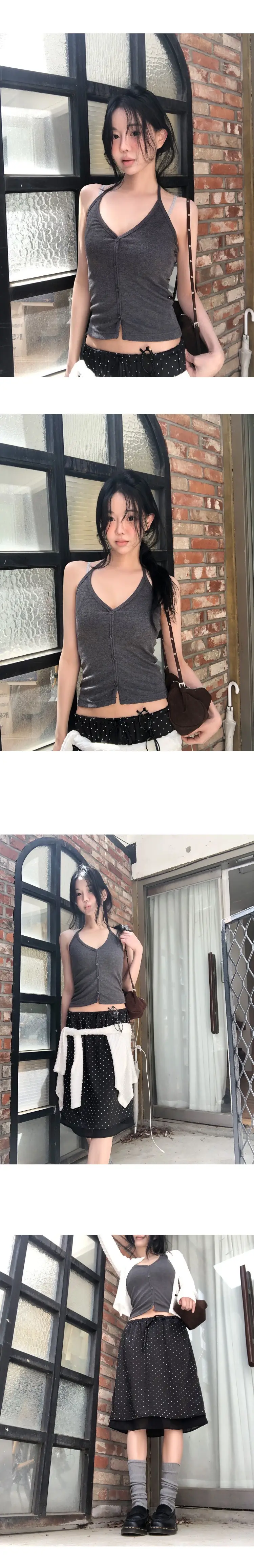 여름 밴딩 허리 도트 레이어 미디 스커트 상세 이미지 13