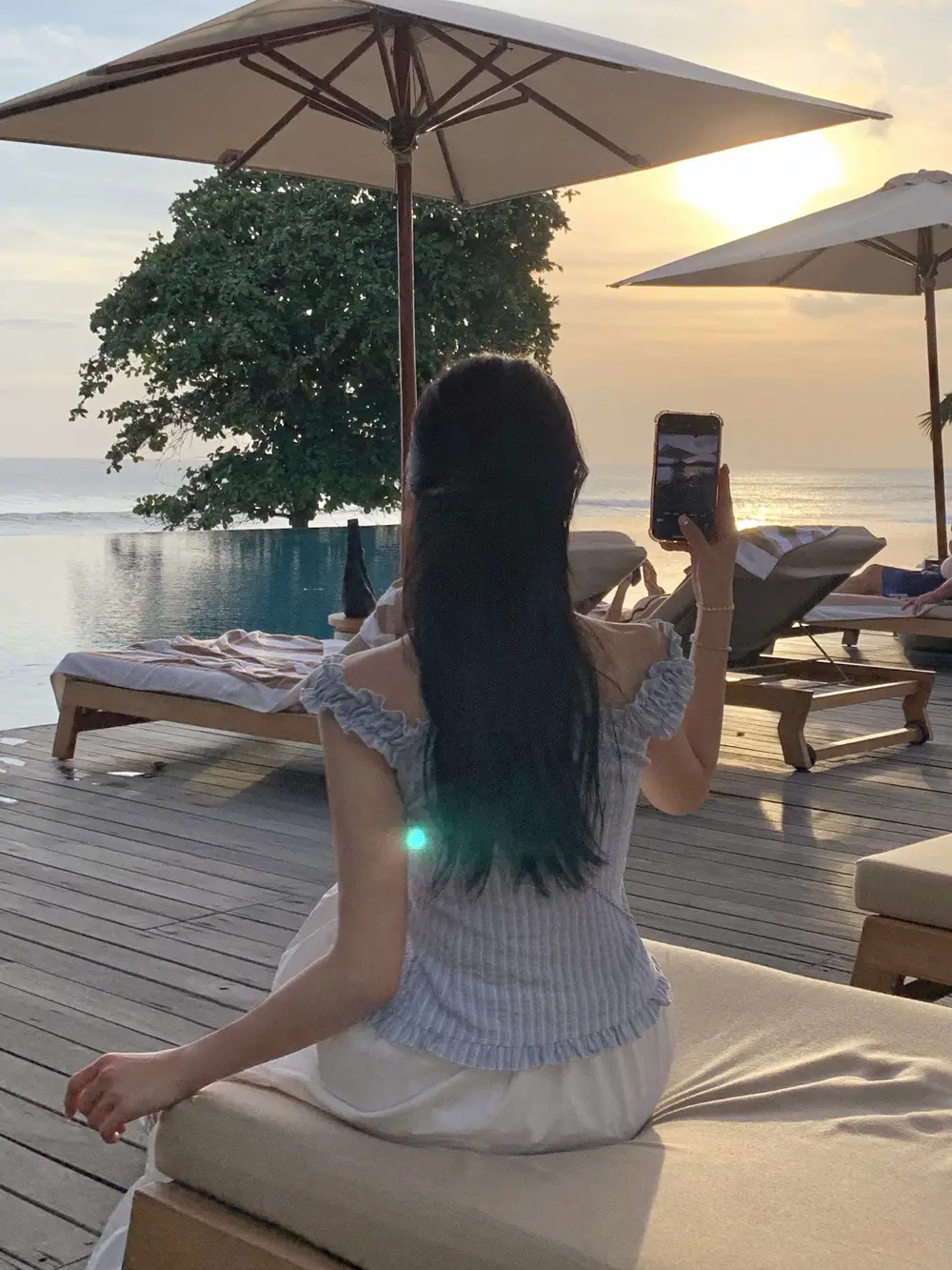 러플 블루 스트라이프 오프숄더 2웨이 셔츠 상세 이미지 22