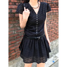 批发已入库 法式v领蕾丝刺绣叠搭百搭甜美<b class='q'>连衣裙</b>女