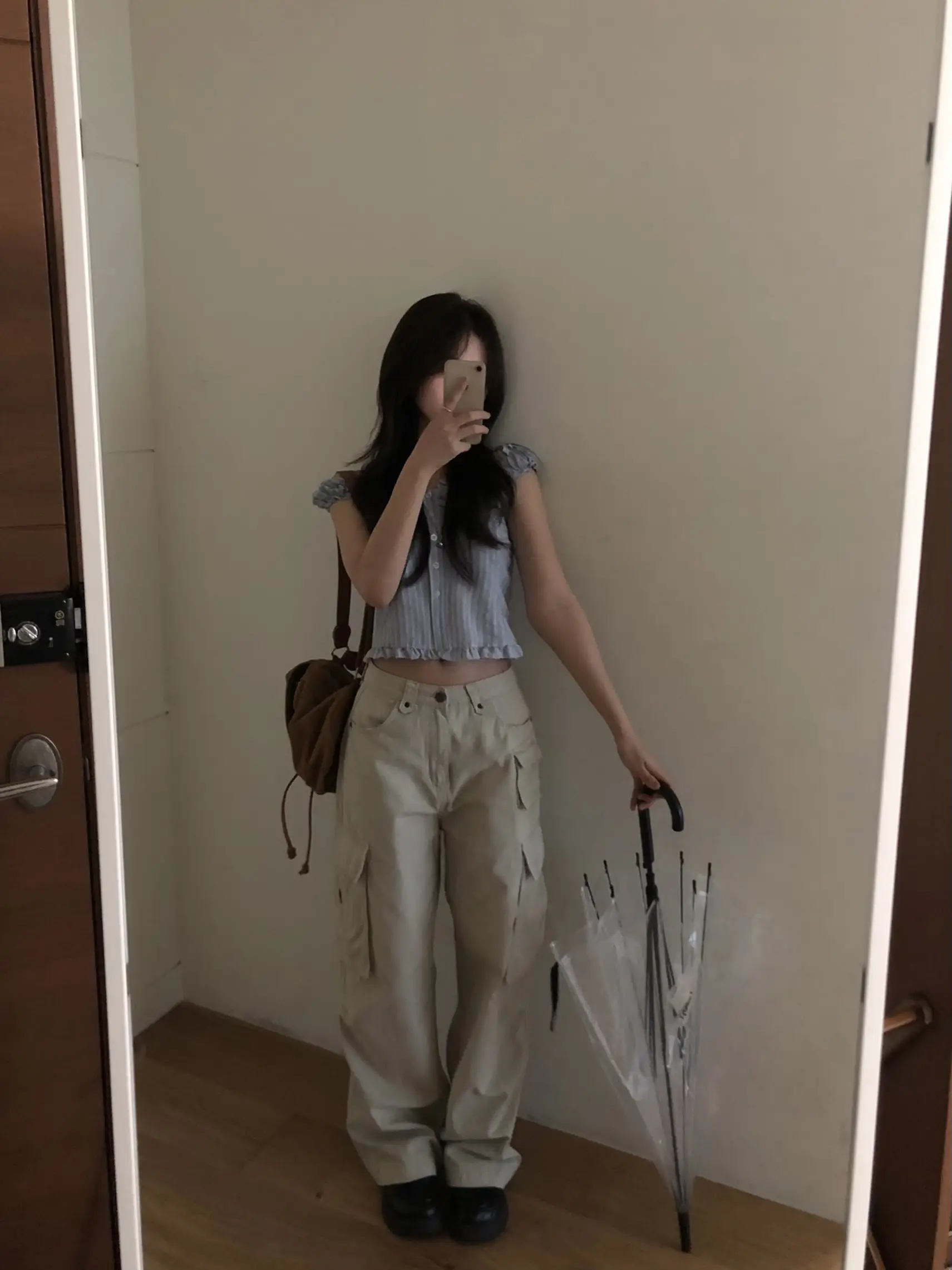 러플 블루 스트라이프 오프숄더 2웨이 셔츠 상세 이미지 16