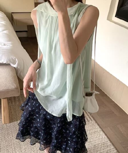 재고 있음 chic 다용도 단색 연령 감소 레이스업 분위기 센스 캐미솔