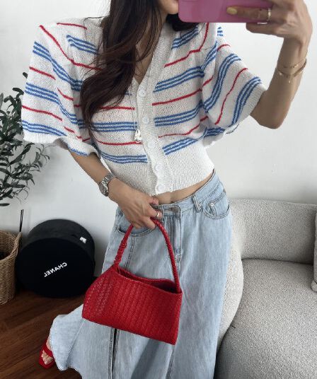 재고 있음 한국 동대문 패션 거품 소매 다용도 니트 오픈 가디건 V넥 풀오버 몸매 가꾸기 슬림해 보이는 맨위 여성