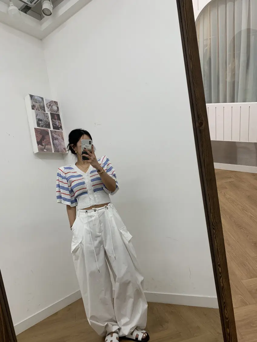 퍼프소매 V넥 니트 가디건 상세 이미지 26