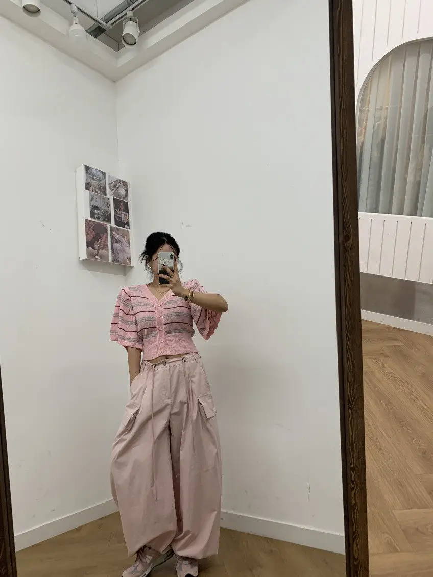 퍼프소매 V넥 니트 가디건 상세 이미지 34