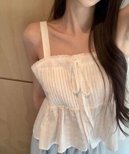 chic 새로운 달콤함 소녀 센스 싱글 줄 버튼 레이스업 자카드 연령 감소 슬립