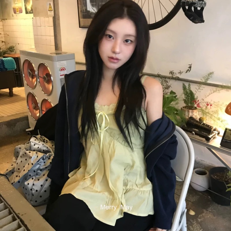chic 2026 봄 여름 레이스 슬립 민소매 조끼 맨위