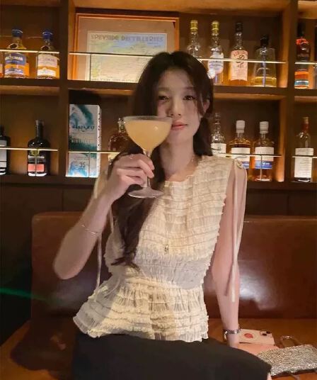 chic 2026 여름 프랑스식 품격 주름 레이스업 허리 수축 민소매 조끼