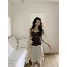 批发chic 缎面蕾丝边迷你半身裙