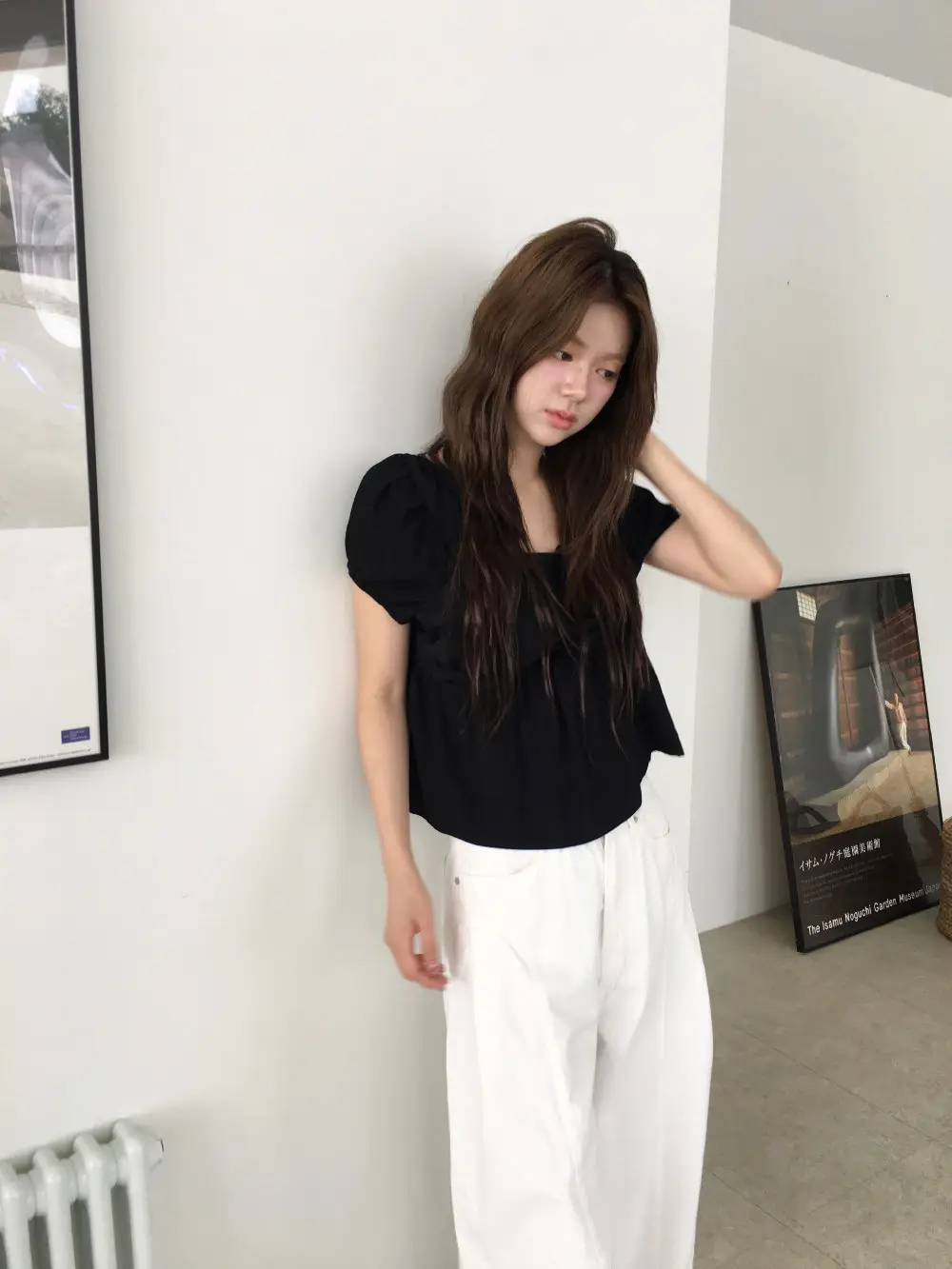 끈 디테일 레이어드 루즈 반소매 블라우스 상세 이미지 34