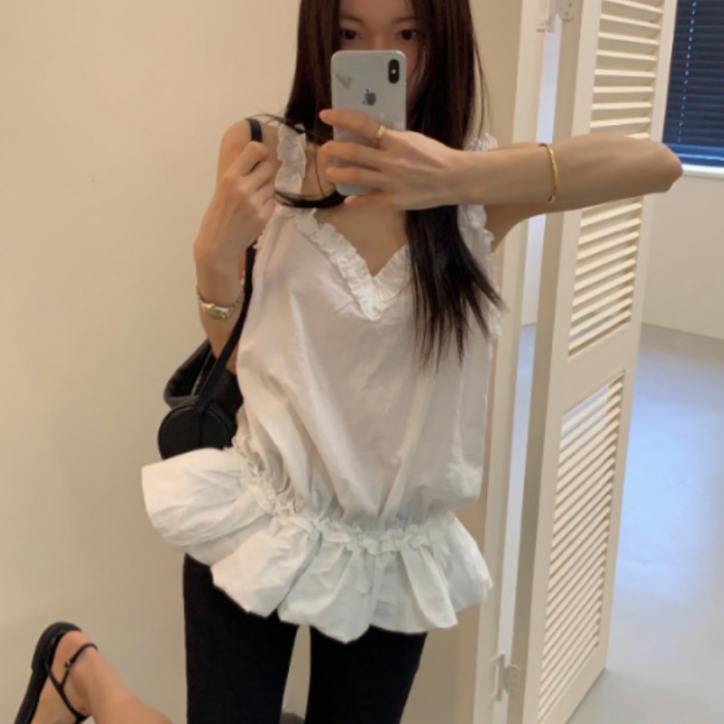 재고 있음 chic 새로운 프릴 단색 치마 캐미솔