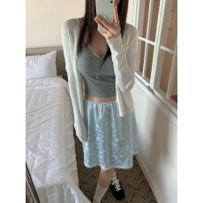 批发有货 韩国chic 夏日 蕾丝花边拼接 缎面 <b class='q'>半身裙</b>