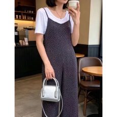 批发有货 chic 夏季简约大气 韩国东大门吊带波点<b class='q'>连体</b><b class='q'>长裤</b>