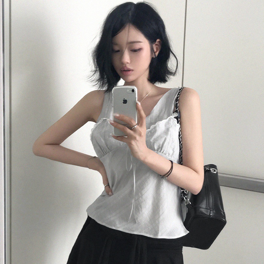 재고 있음 chic 섹시함 인사이드 설정 개체 주름 질감 캐미솔