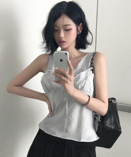 재고 있음 chic 섹시함 인사이드 설정 개체 주름 질감 캐미솔