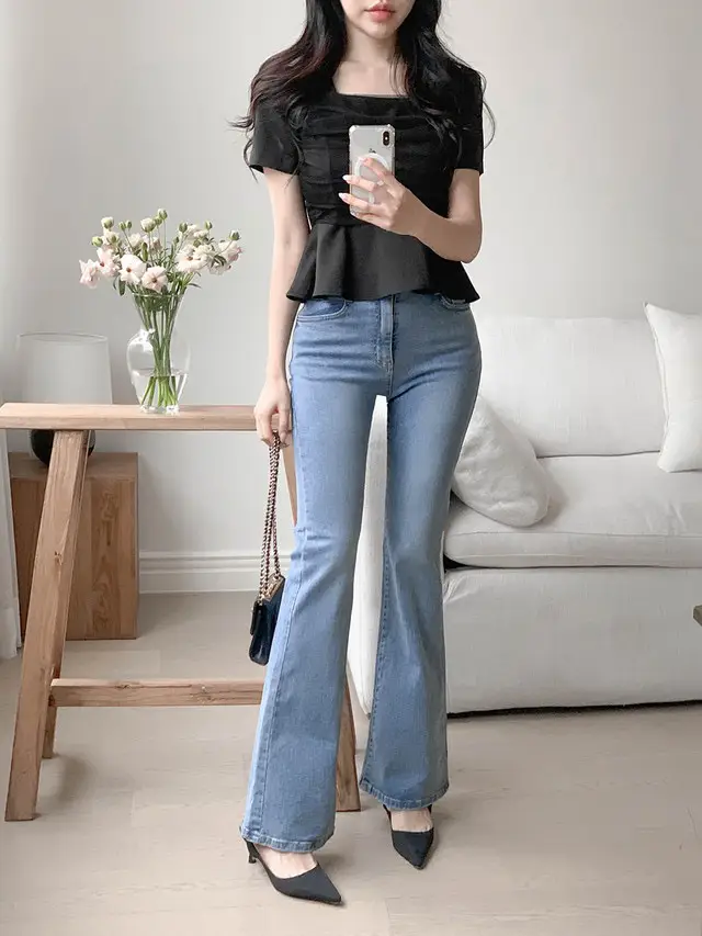 프렌치 스타일 망사 매쉬 스퀘어넥 퍼프소매 블라우스 상세 이미지 18