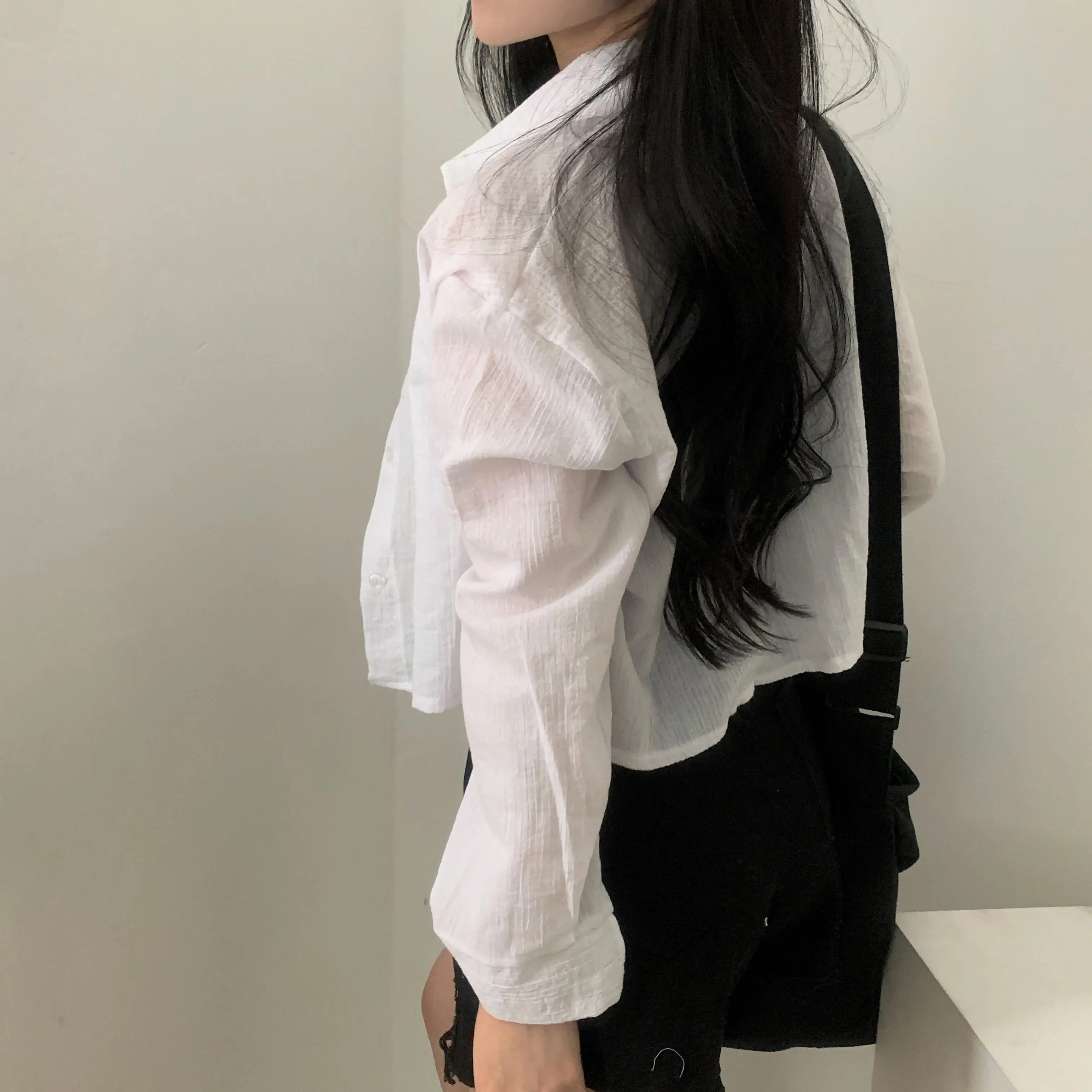 스트라이프 긴소매 셔츠 상세 이미지 1