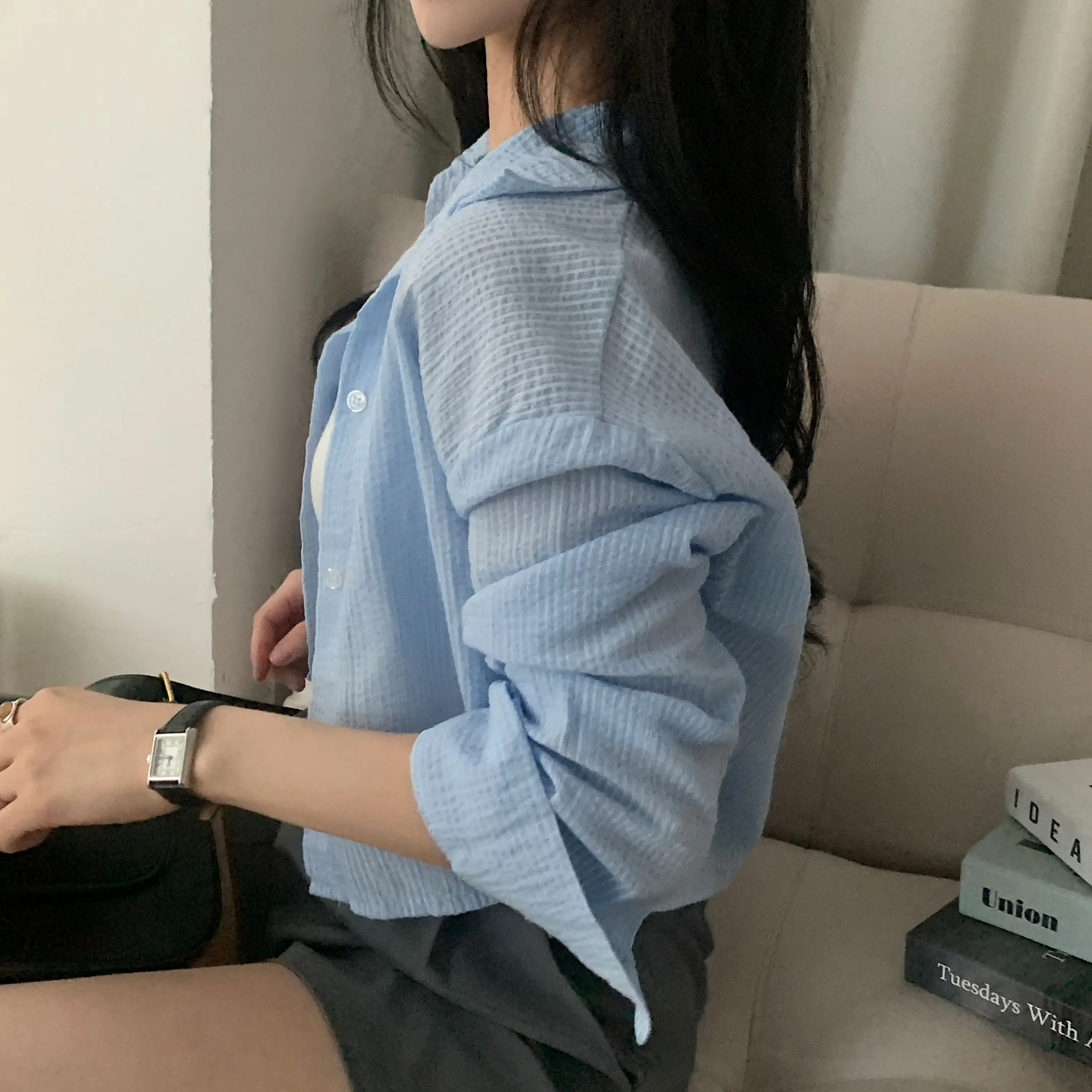 스트라이프 긴소매 셔츠 상세 이미지 12
