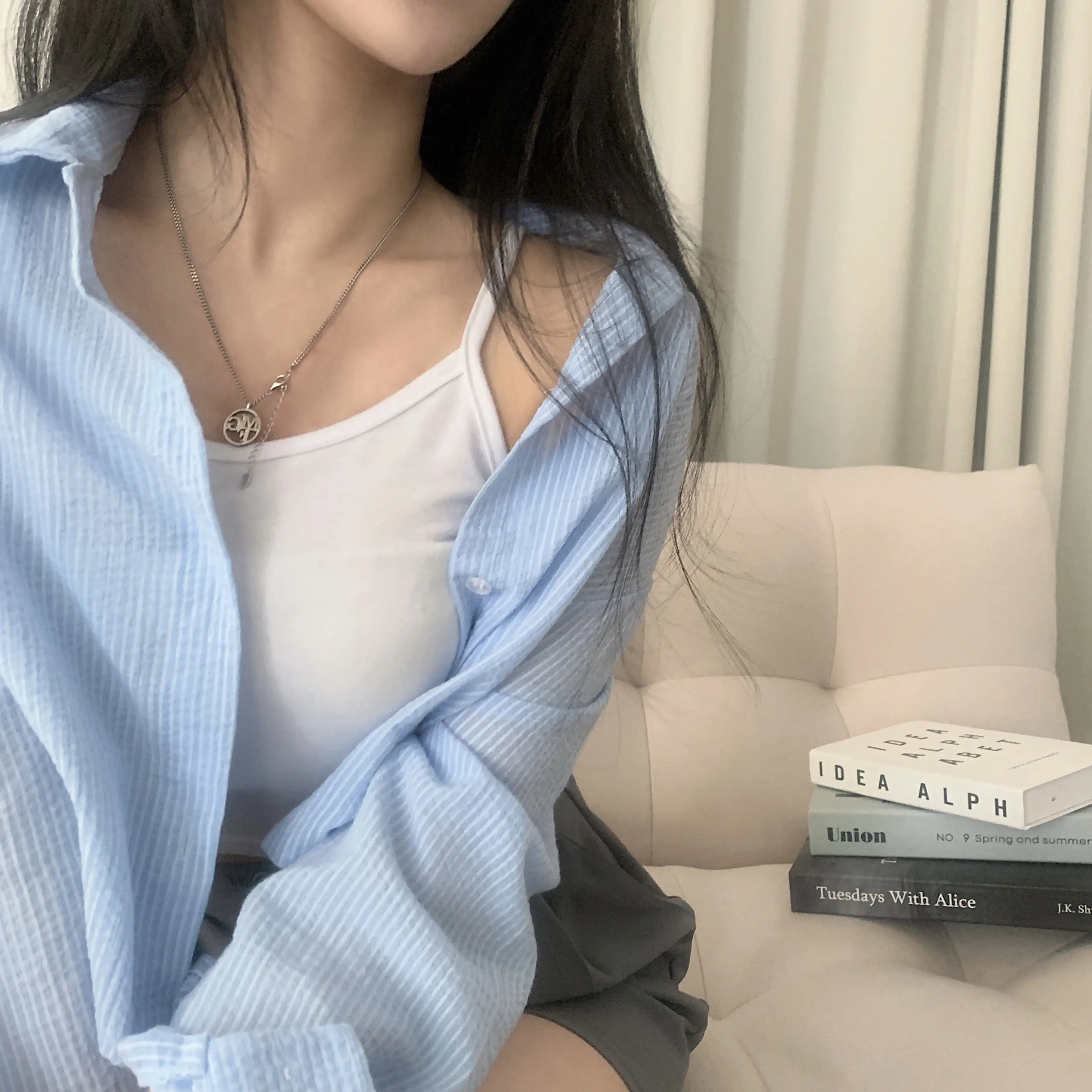 스트라이프 긴소매 셔츠 상세 이미지 14