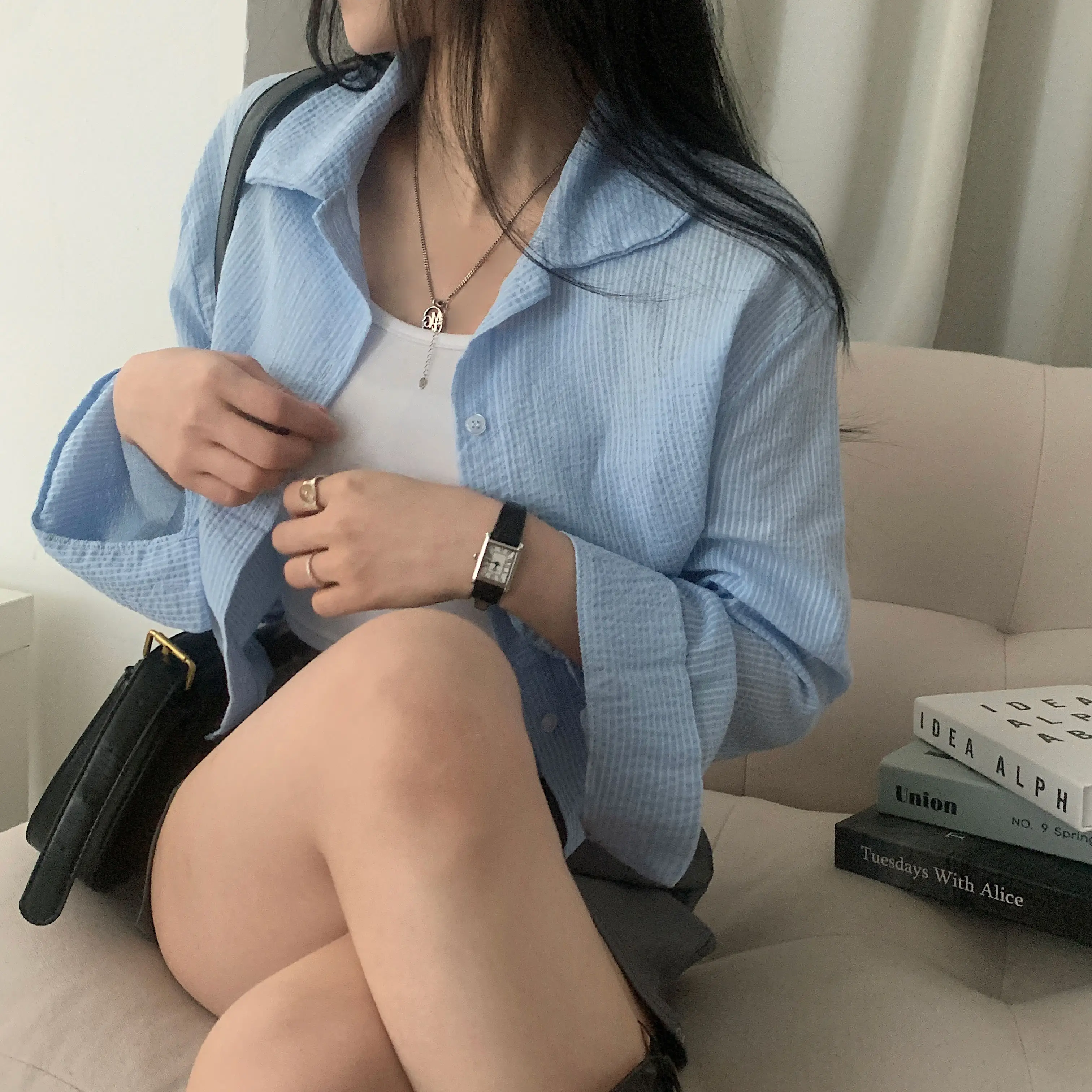 스트라이프 긴소매 셔츠 상세 이미지 21
