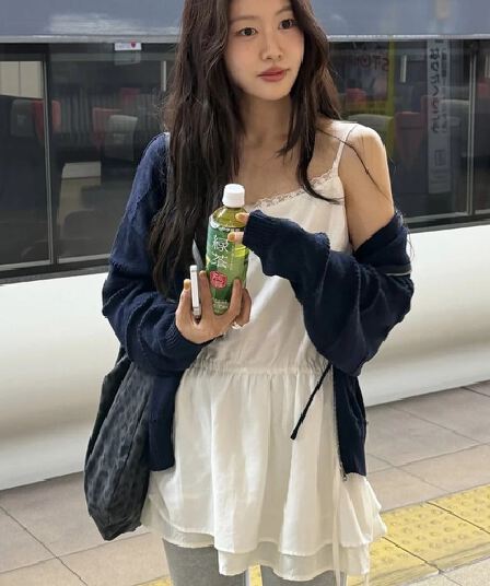재고 있음 2026 봄 한 부서 작은 청신 다용도 달콤한 미적 감각 슬립 드레스