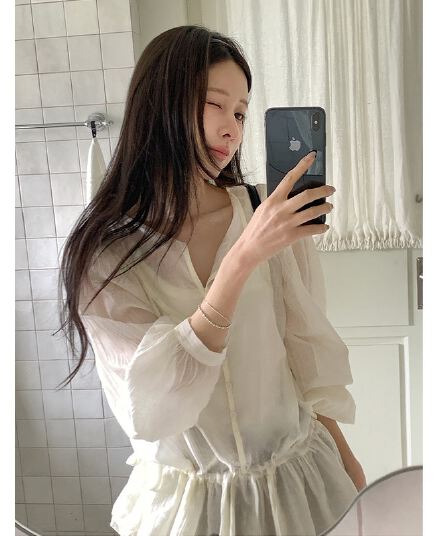 있음 밖으로 2026 봄 여름 신제품 펌프 로프 섹션 레이스업 디자인 다용도 중간 길이 쉬폰 큰 진자 셔츠