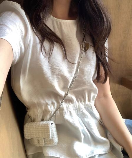 재고 있음 한국 ins 라운드 넥 주름 거품 소매 이중층 프릴 셔츠