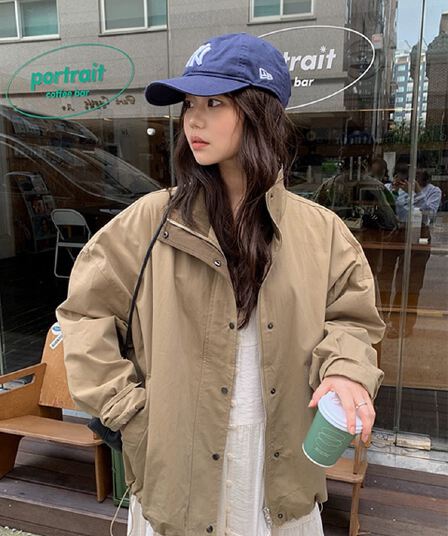 재고 있음 chic 한국 스타일 배색 루즈핏 재킷 재킷