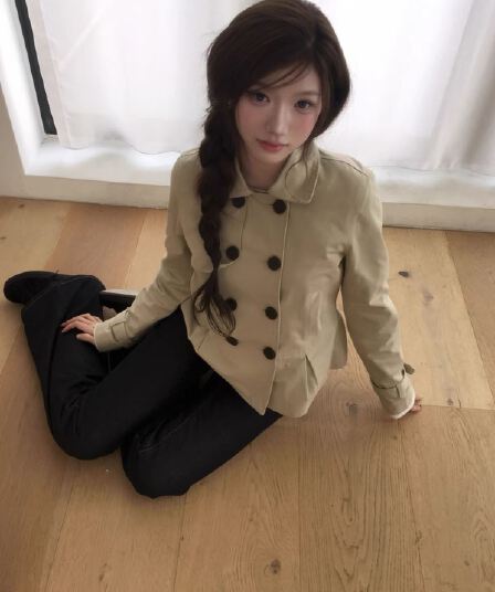 재고 있음 26 한국 새로운 카키 색 이중 버튼 바람막이 여성 허리 수축 다용도 재킷