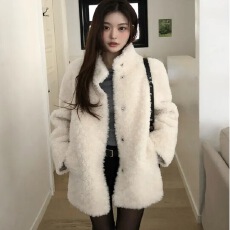 批发chic <b class='q'>韩国</b>东大门2026秋冬韩版立领毛毛外套女