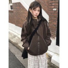 批发chic 2026 秋<b class='q'>冬</b> 百搭多拉链宽松连帽夹克