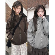 批发chic 2026 秋<b class='q'>冬</b> 百搭多拉链宽松连帽夹克